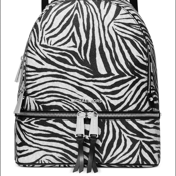 New Michael Kors Rhea Backpack Zebra Print